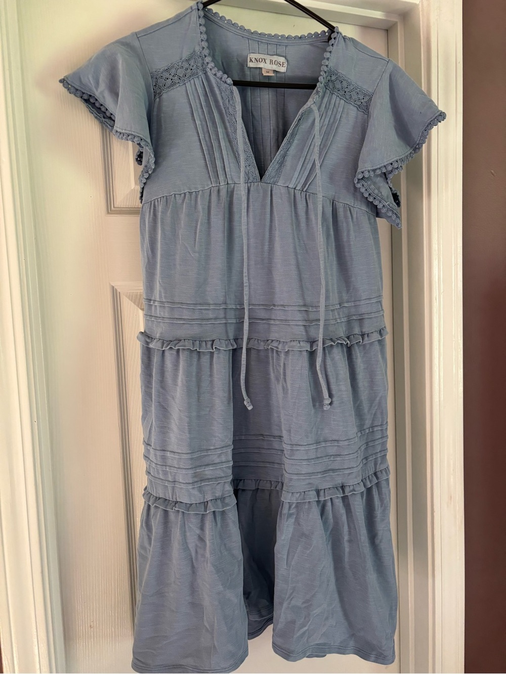 Knox Rose Pale Blue V-Neck Tiered Dress
